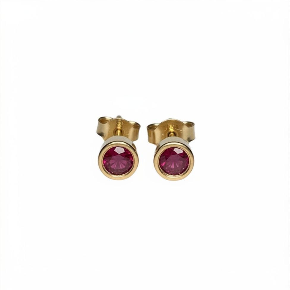 Ruby Bezel Studs