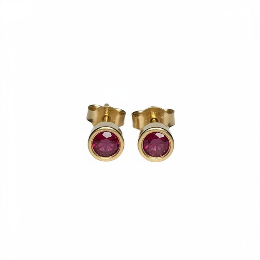 Ruby Bezel Studs